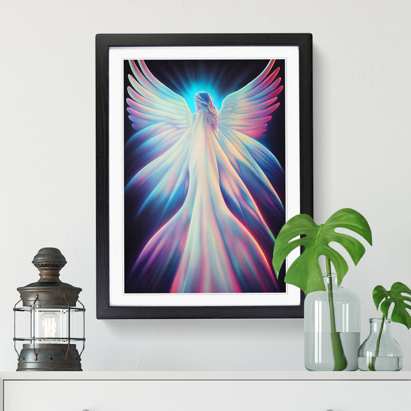 FRM-V0523-71X Angel Airbrush - Single Picture Frame Print, Black Framed, 64cm H x 46cm W x 2cm D