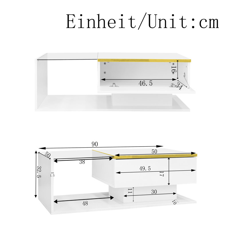 Coffee Table with Storage, White