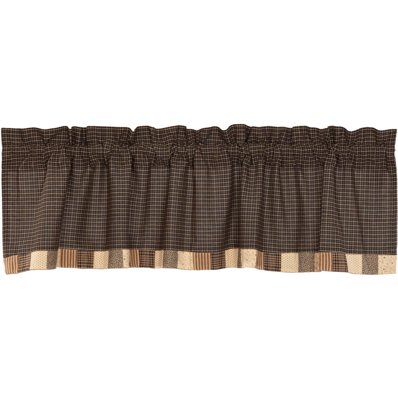 Cantonnière sur mesure en coton noir Kaki / kaki / crème foncé Kettle Grove, l 60 po x L 16 po
