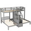 Lit simple au-dessus et superposé gris avec escalier et support - crée un espace de rangement pratique