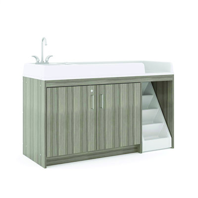 Tot Mate Laminate Walkup Changing Table with Stairs and Left Side Sink - 59.5" W