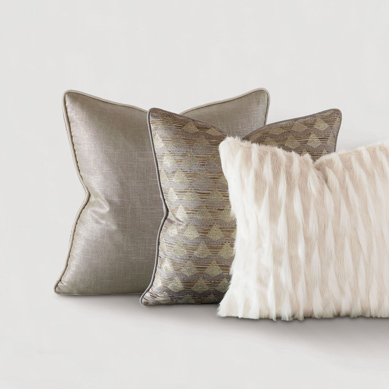 Inès Square Pillow Cover & Insert, 20"H x 20"W, Ivory