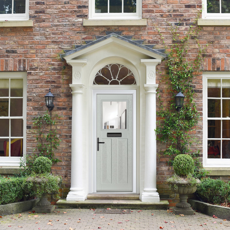 Crystal GRP Front door Eaton Slate Grey 920mm x 2090mm Open in Left hand Clear Glass, Right, Agate Grey, 89mm x 209mm