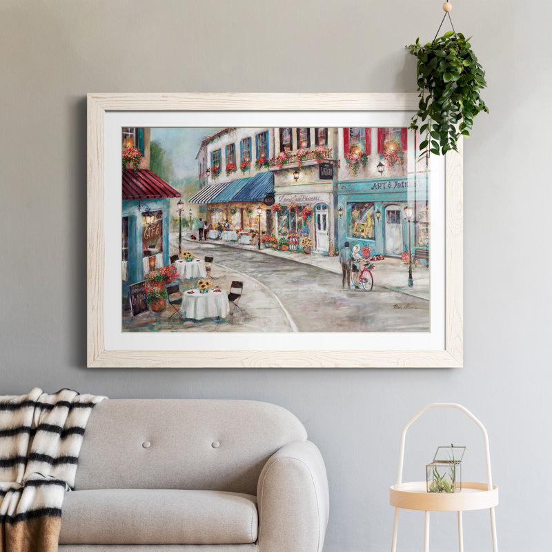 Café pittoresque - peinture encadrée, H 37,5 po x l 27,5 po x P 1,5 po, Cadre blanc