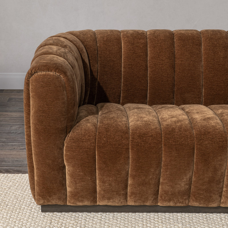 Bronze Velvet Tufted Sofa with Solid Wood Frame