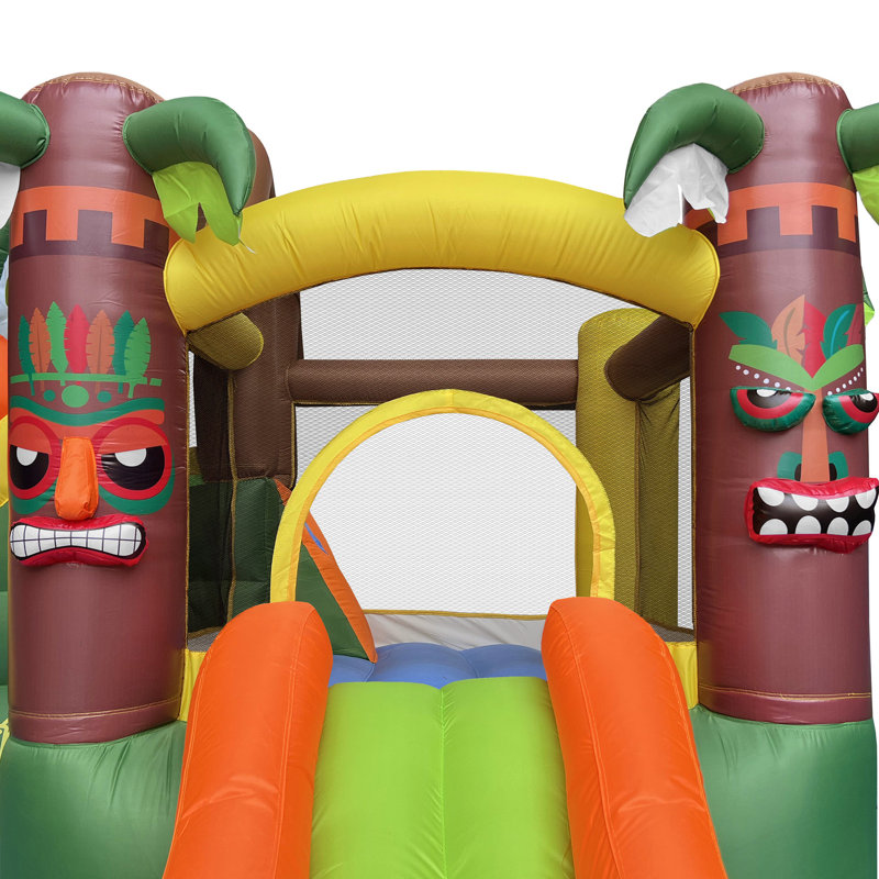 Jungle Theme Inflatable Bounce House with Dual Slides and Ball Pit