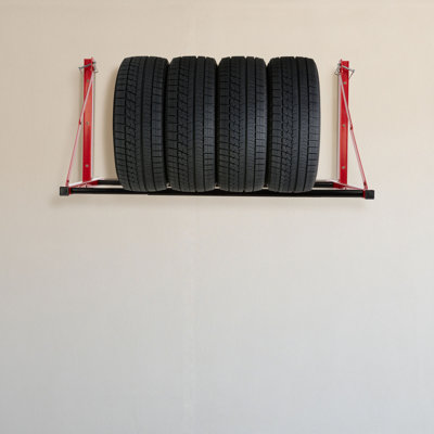 Stalwart  Adjustable Length Tire Storage Rack  Wall Mounted Garage Shelving  Car Accessories