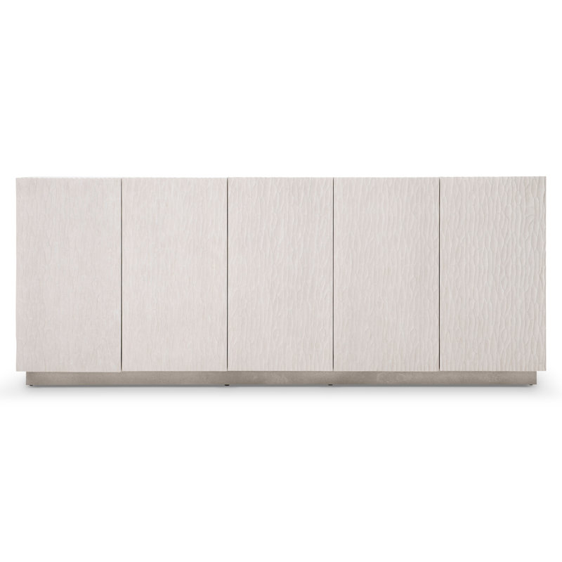 Transitional Cream White Oak Entertainment Credenza with Cabinet