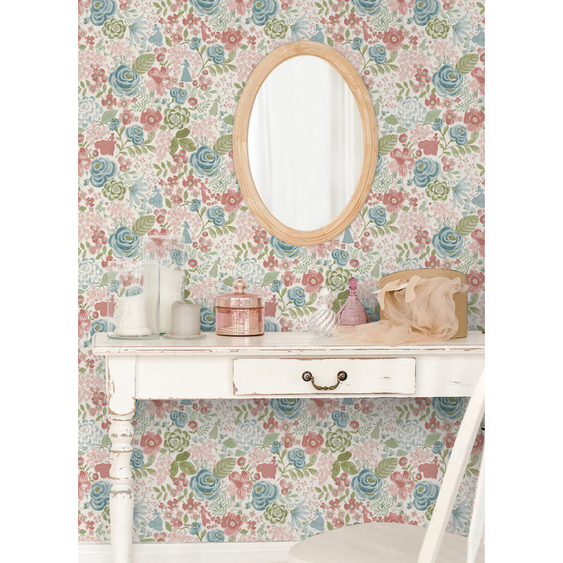 Double rouleau floral Peel & Stick, Rose