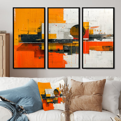 «Yellow Orange Abstract Futuristic Fusion I», ensemble de reproduction d'art abstrait