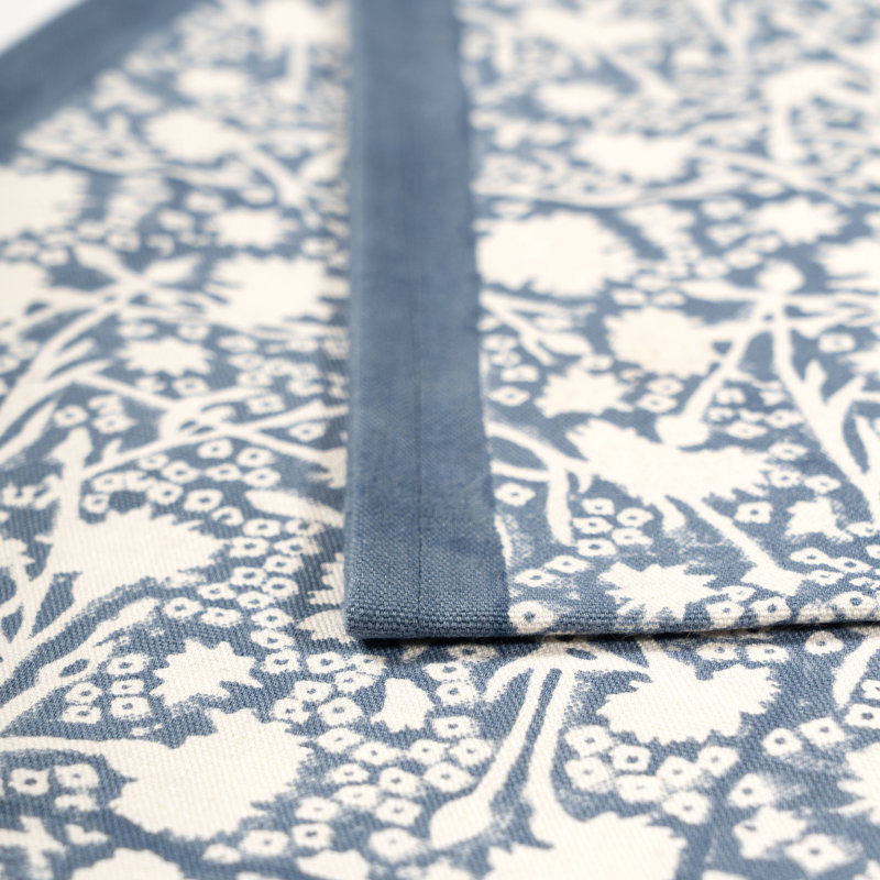 Meadows Handmade Floral Table Runnner, Blue, 72" x 16"