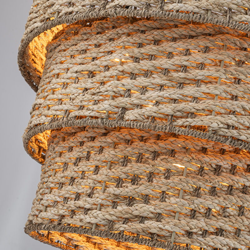 Cohlton 5-Light 3-Tier Natural Rattan Chandelier