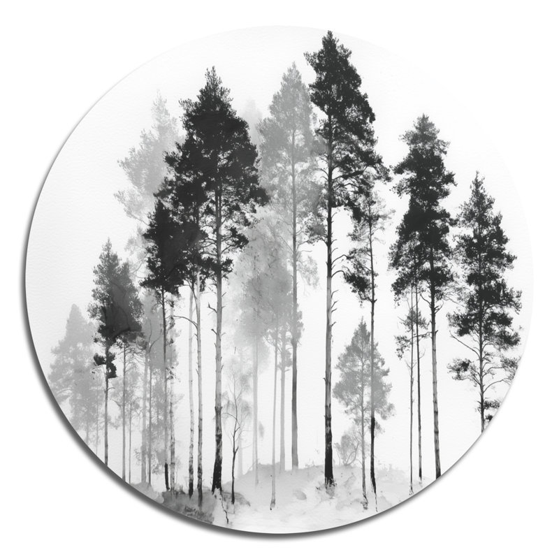 Décoration murale ronde en métal avec pin noir et blanc, L 16 po x H 16 po