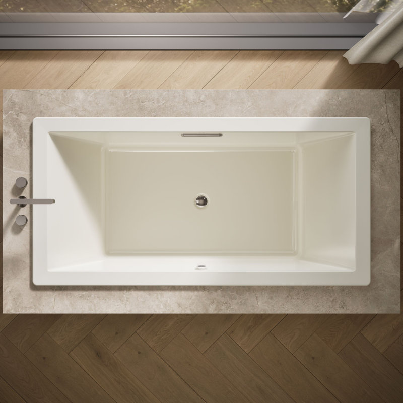 Underscore 72" x 36" Drop In Soaking Acrylic Bathtub with Heater, Biscuit
