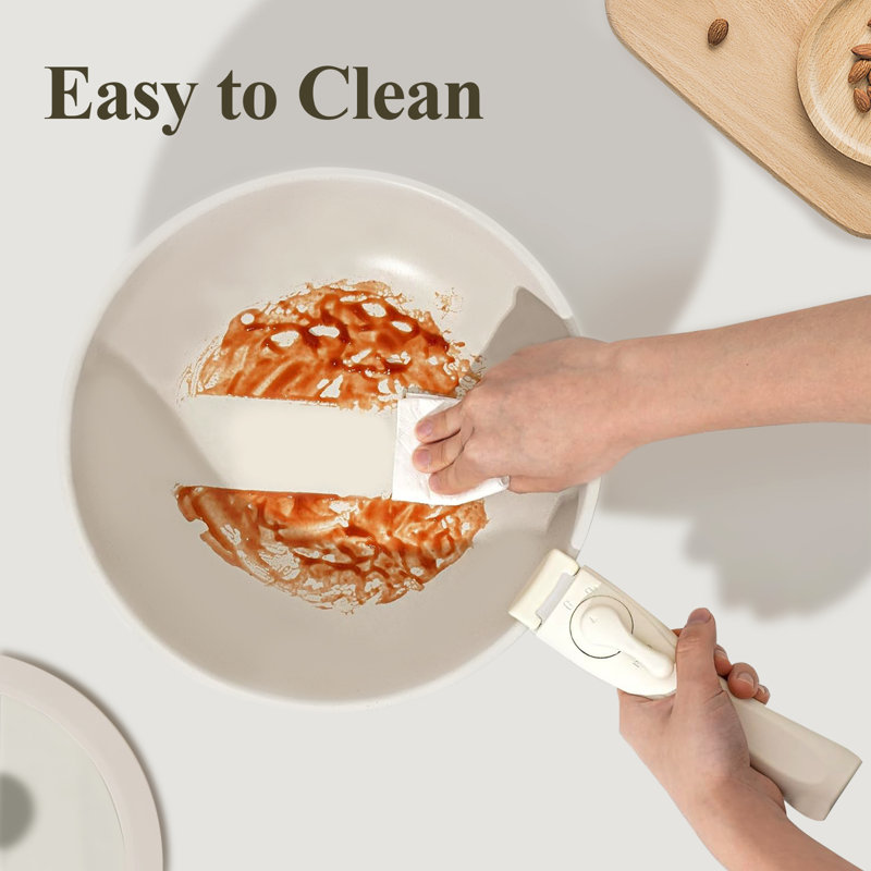 Cream White 19-Piece Ceramic Nonstick Cookware Set with Detachable Handle