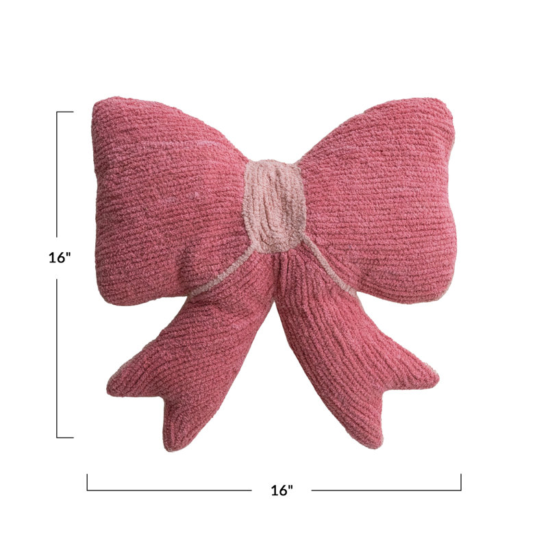 Woven Cotton Chenille Bow Shaped Decorative Pillow