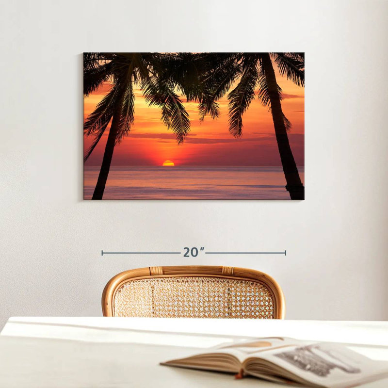 Gillard Palm Tree Beach Sunset, 16" H x 24" W