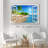 Beautiful Tropical Beach with White Sand, Clear Sea, and Palm Trees Under Blue Sunny Sky - Print on Canvas-56099186