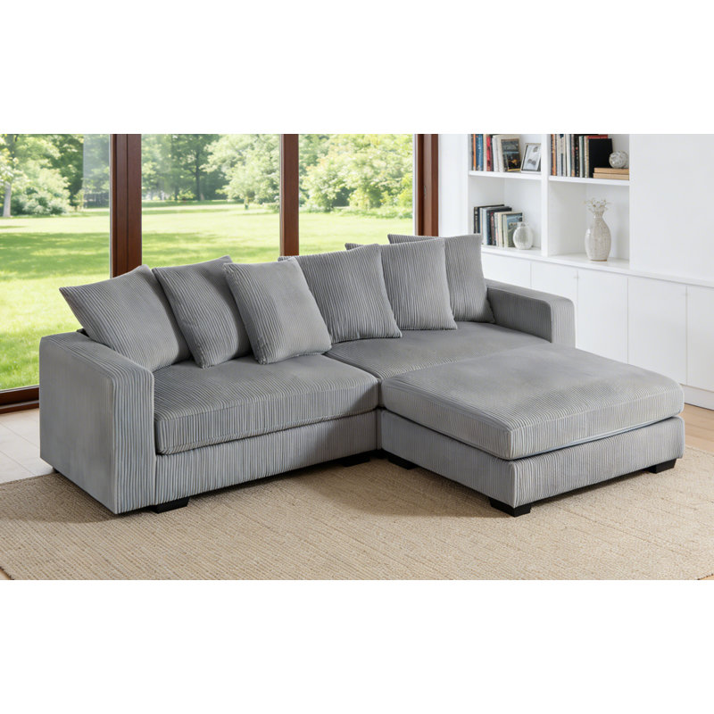 Canapé modulaire rembourré 4 pièces 4 pièces, Gris clair