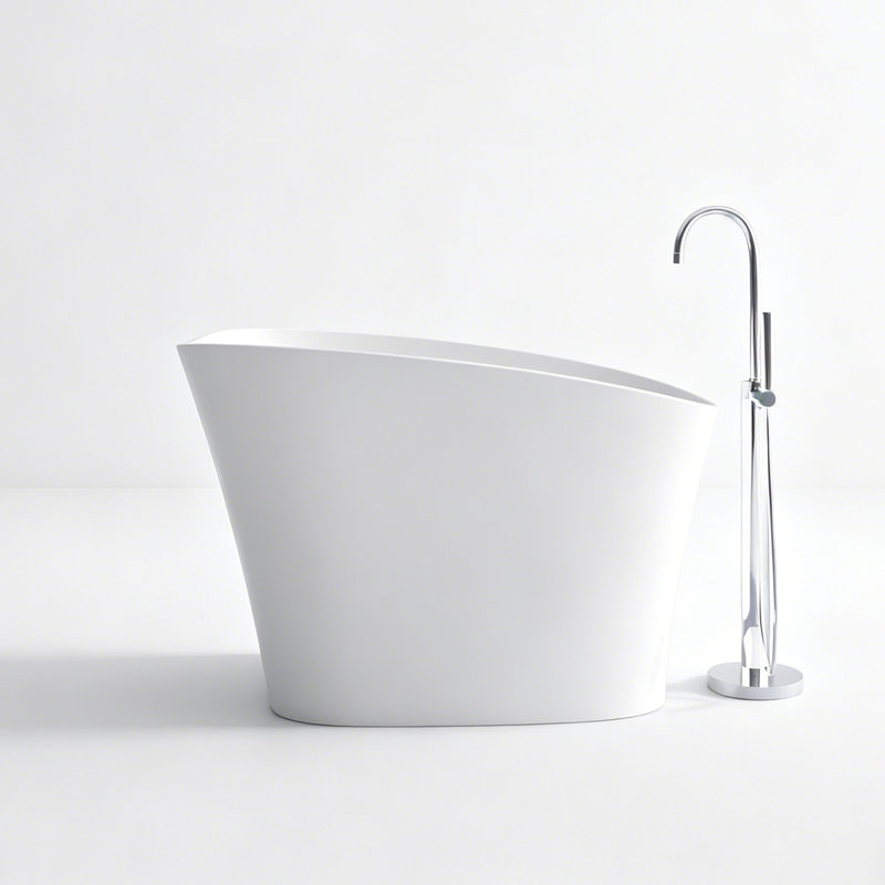 51-inch Freestanding Solid Surface Deep Soaking Bathtub with Seat