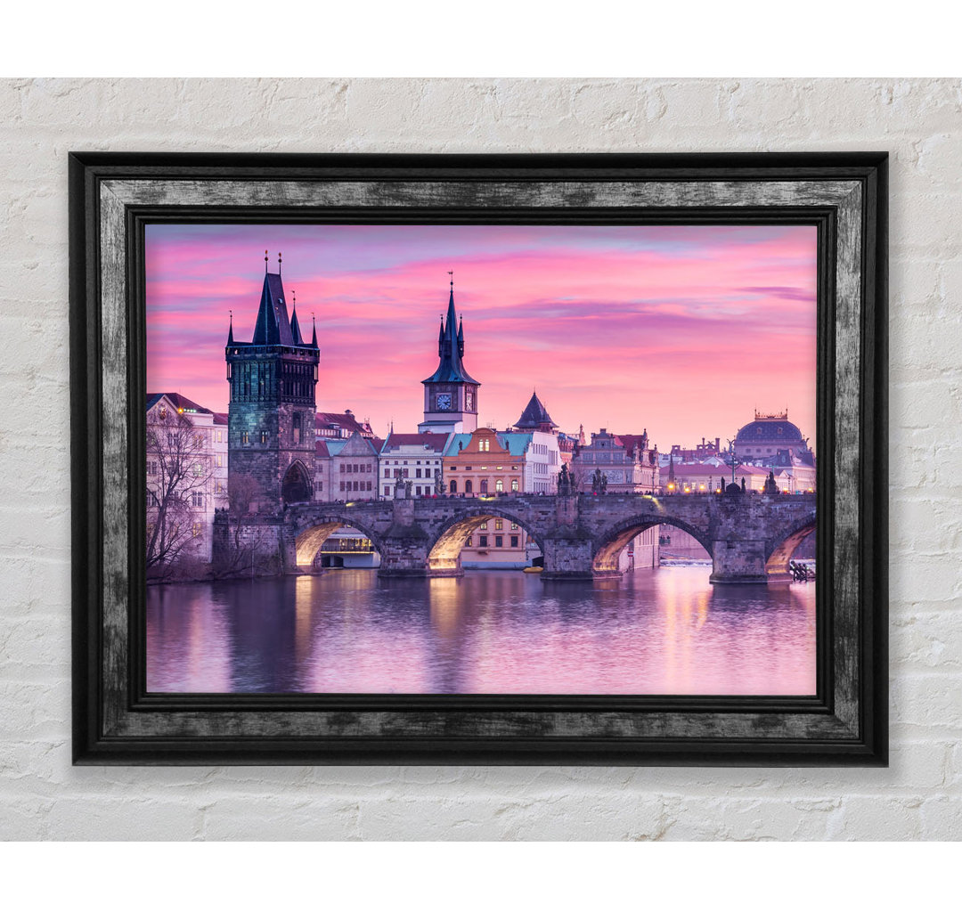 Atemberaubende Charles Bridge Pink - Einzelne Bilderrahmen Kunstdrucke