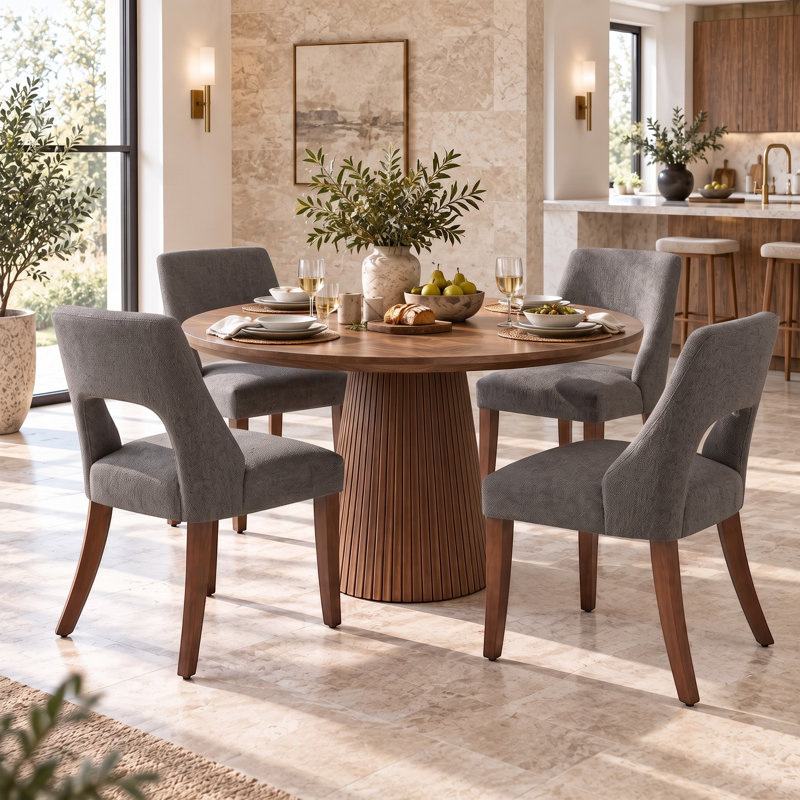 Chaises de salle à manger rembourrées avec dossier ajouré, Gris