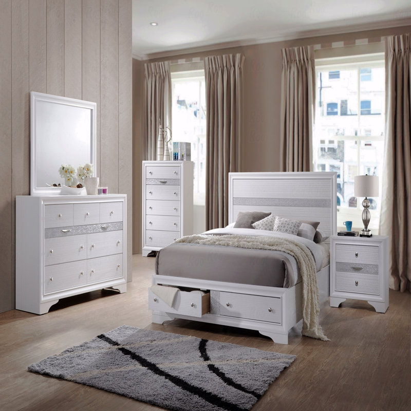 Commode 7 tiroirs Matrix Traditional en bois blanc