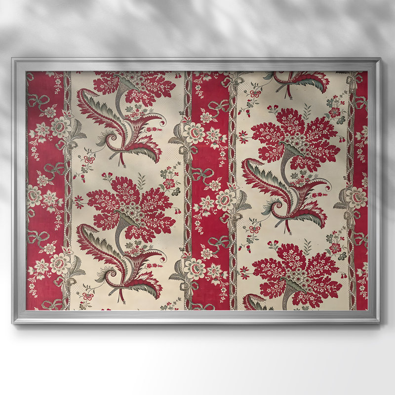 Motif floral répétitif (rouge et blanc) -William Morris-Toile tendue avec châssis-c. Fin du 19e siècle, 30 x 5 x 42,5, Argent