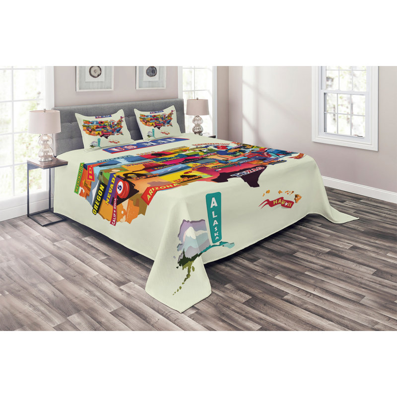 Eclectic Coverlet, King Bedspread + 2 Shams