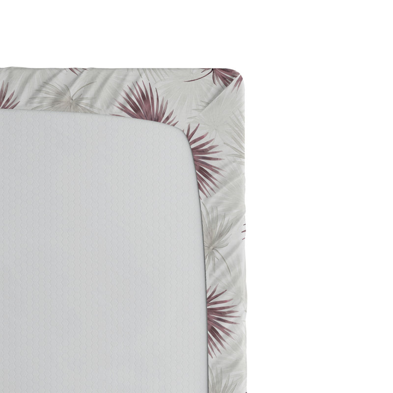 Drap-housse Ambesonne, Drap-housse de taille double, Aubergine, blanc, gris pâle / floral