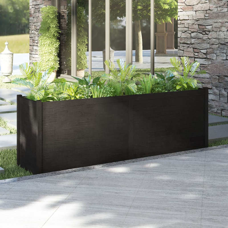 Boîte à fleurs en bois pour l'extérieur, Noir, H 27,6 po x l 78,7 po x P 19,7 po