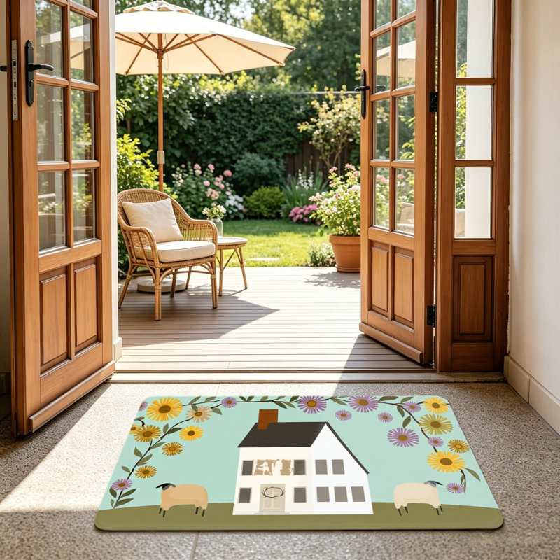 Multicolore tapis de maison rustique en forme de mouton et d'extérieur 24 x 36 pouces