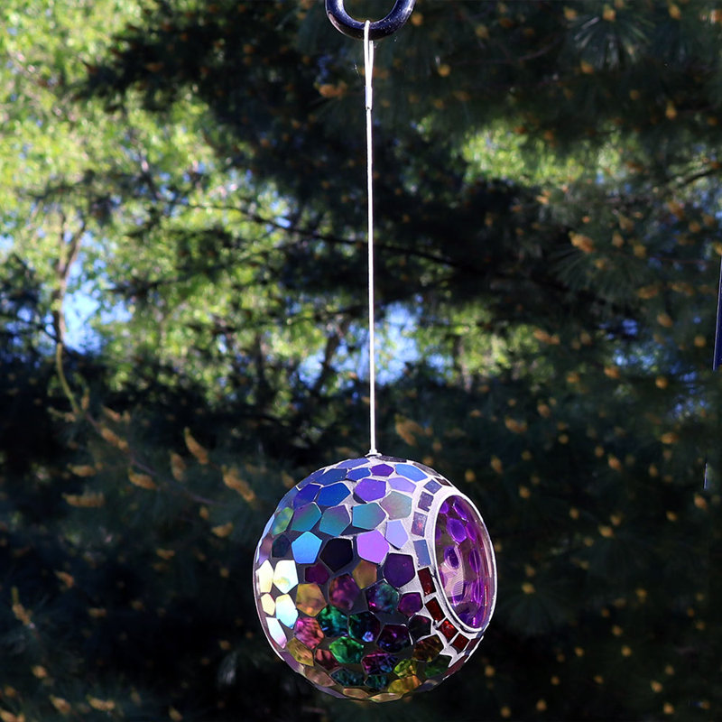 Mangeoire suspendue en verre mosaïque Huebner, capacité de 1 tasse - mauve iridescent, Mauve