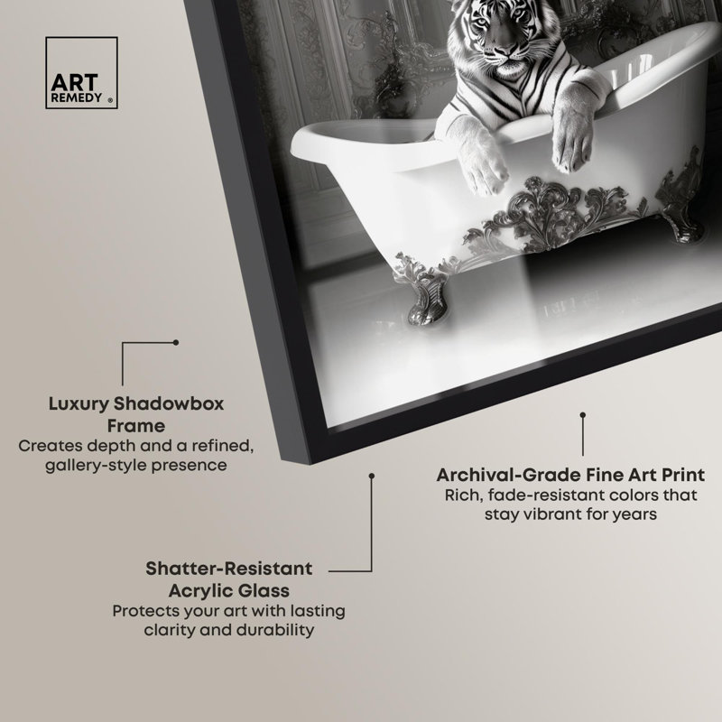 «Animal Bathroom Ornate» par Art Remedy, Noir, H 17 po x l 24 po