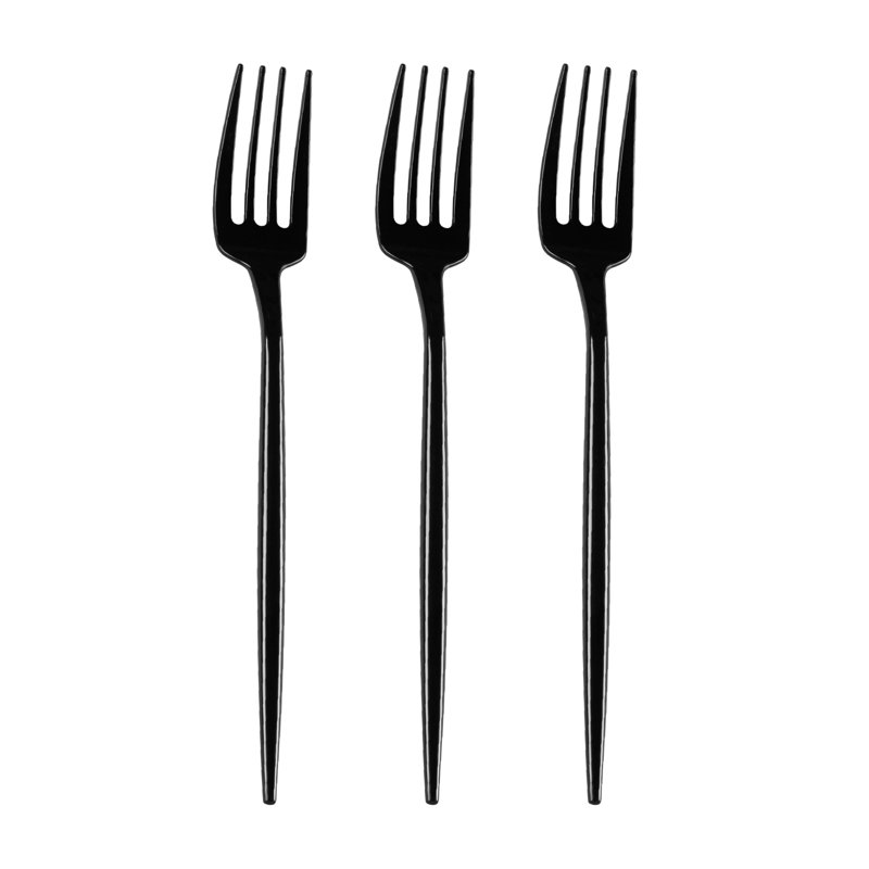 Solid Black Moderno Disposable Plastic Dessert Forks
