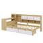 Lit de jour en L en bois avec sept armoires de rangement et deux tiroirs de rangement, lit multifonctionnel avec bureau d'étude-433838124-433838123