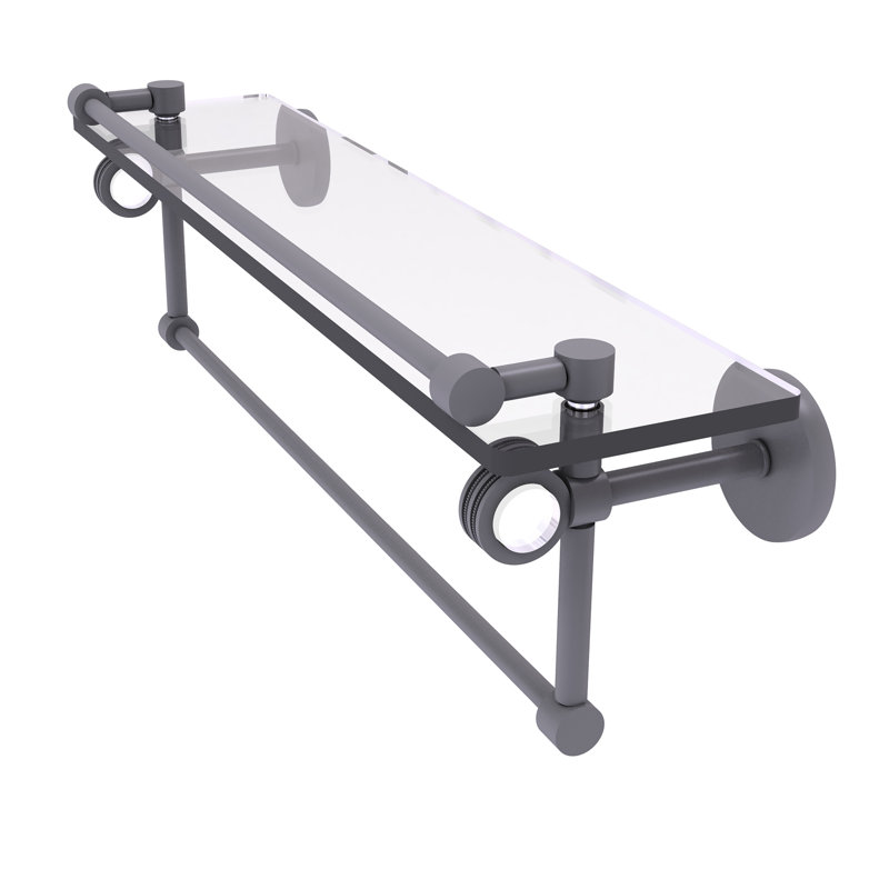Tablette murale galerie de verre Margolis, H 6,7 po x l 22 po x p 5,8 po, Gris mat