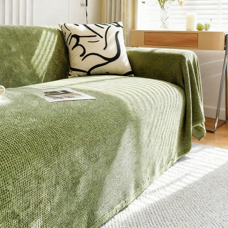 Chenille Sofa Slipcover Washable Couch Cover, Soft Corduroy Furniture Protector With Non-Slip Design For Sectional Couches And Loveseats