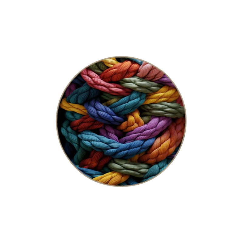 Rope Multicolored Patterned Woven Floor Carpet, Rectangle 3'4" x 5'