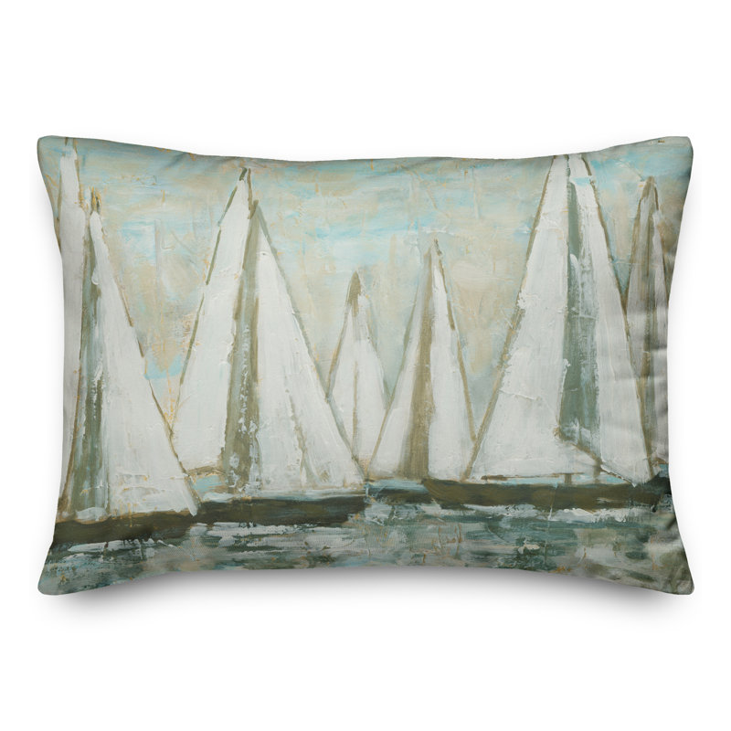  Painterly Sailboats Outdoor Rectangular Pillow Cover & Insert, Light Blue