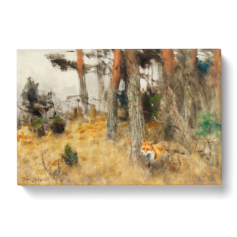 Roaming Fox by Bruno Liljefors - Wrapped Canvas Painting, 50cm H x 76cm W x 3cm D