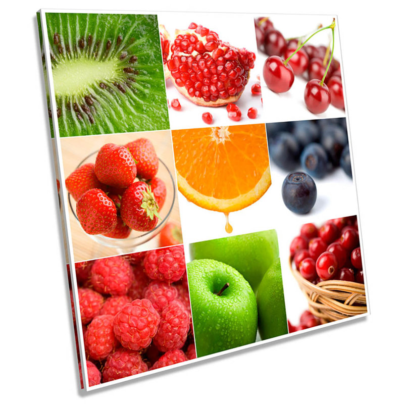X0002 Fruit Collage Kitchen Food Drink - Wrapped Canvas Print, 40.6cm H x  40.6cm W