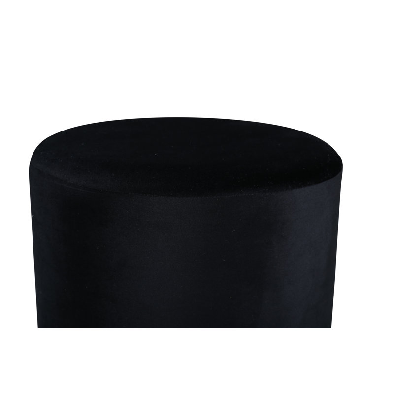 Hosea 35cm Wide Round Pouf Ottoman, Black, Brass