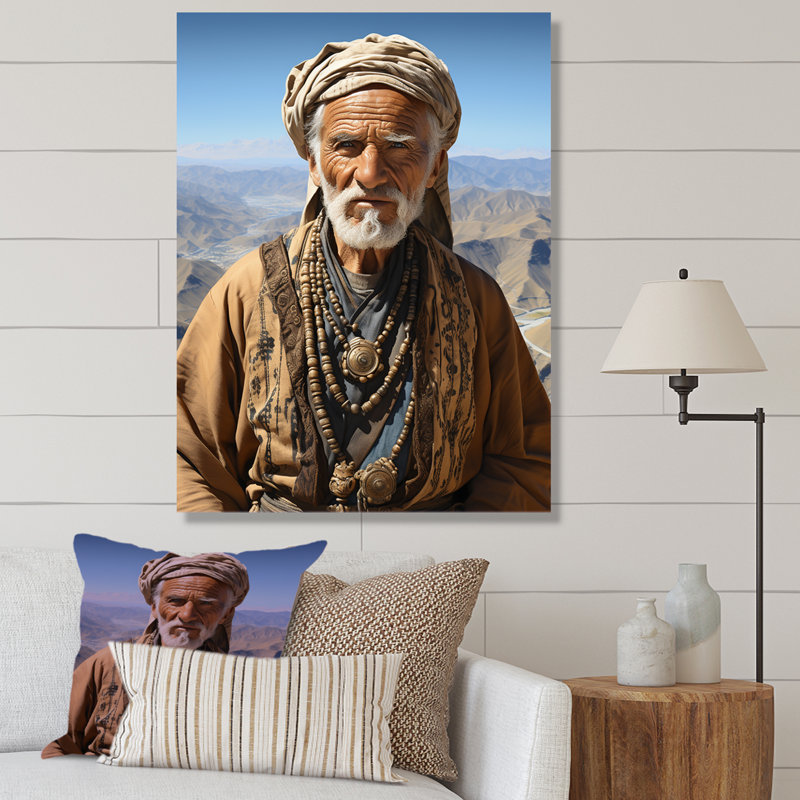 Portrait arabe berbère dans l'atlas II - art mural tribal africain, Cadre photo blanc, 32" H x 24" W