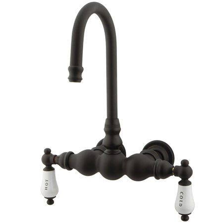 Vintage Double Handle Wall Mounted Clawfoot Tub Faucet, Oil Rubbed Bronze