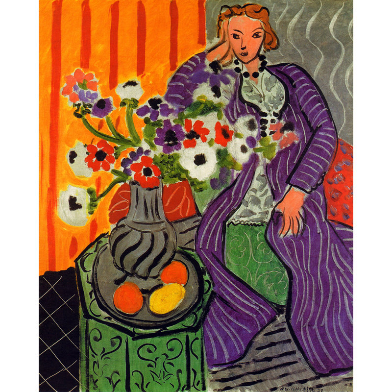 Mauve et anémones, H 45 po x l 36 po