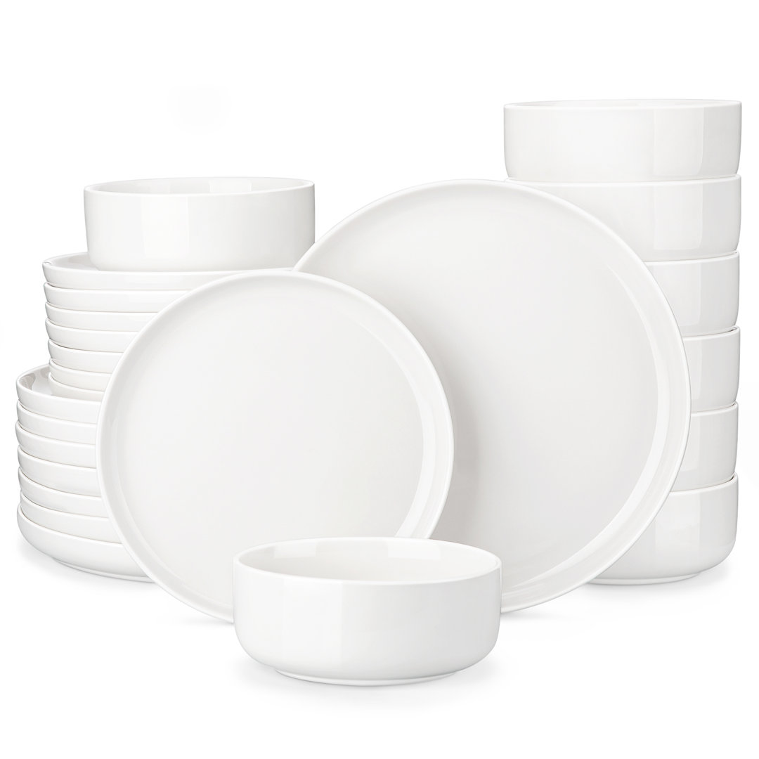 24 Piece Porcelain China Dinnerware Set - Service for 8