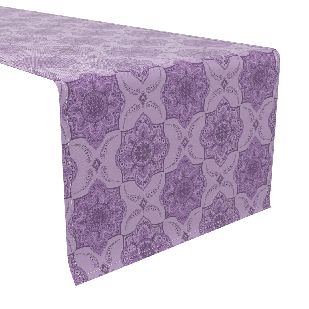 Fabric Textile Products, Inc. Table Runner, 100% Cotton, 16X72", Purple Damask Paisley East Urban Home