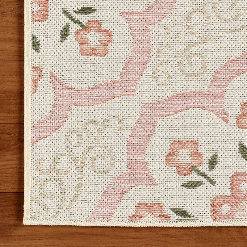 Laura Ashley Doreen Indoor Outdoor Area Rug, 3' x 5', Pink/Beige