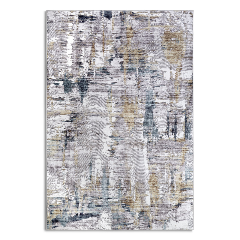 Malard Machine Woven Sapphire Gold Area Rug, Rectangular 200 x 290cm